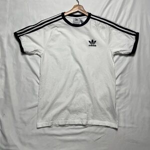 Adidas Men's adicolor 3 stripes White T-Shirt with Black Accents. M